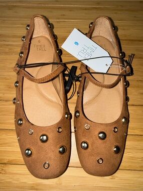 Time and Tru Women's Studded Mary Jane Flats